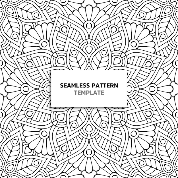 black and white mandala seamless pattern