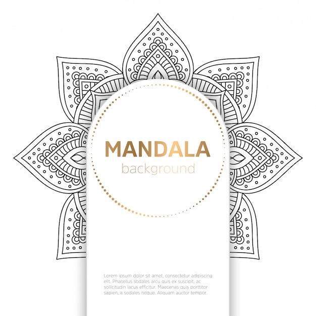 Black and white mandala template background