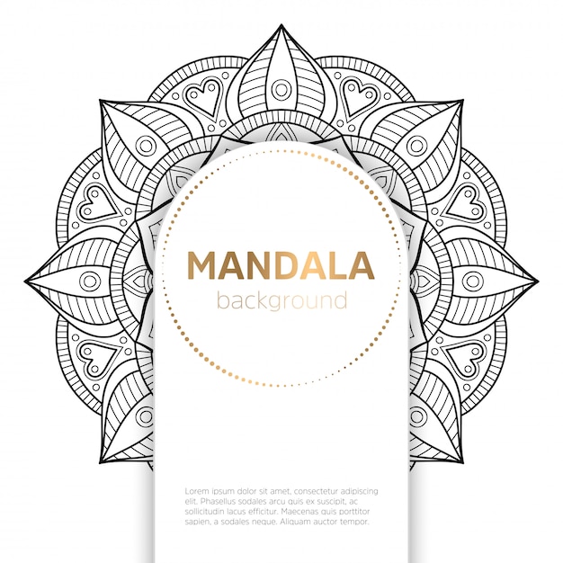 Black and white mandala template background