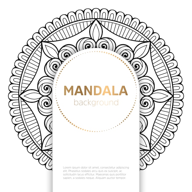 Black and white mandala template background