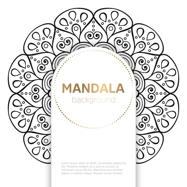 Black and white mandala template background