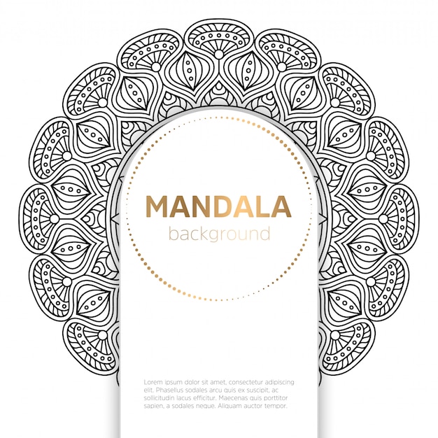 Black and white mandala template background