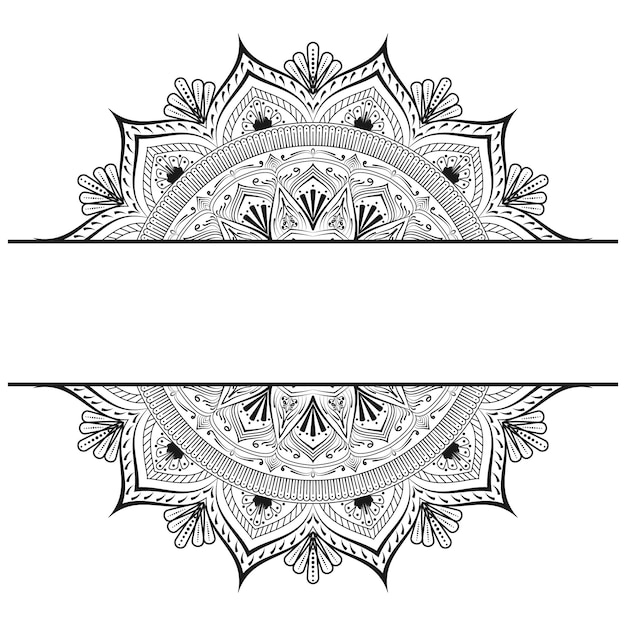 Vettore cornice vintage mandala in bianco e nero per titolo con carta di nozze invito islamico mandala d'arte