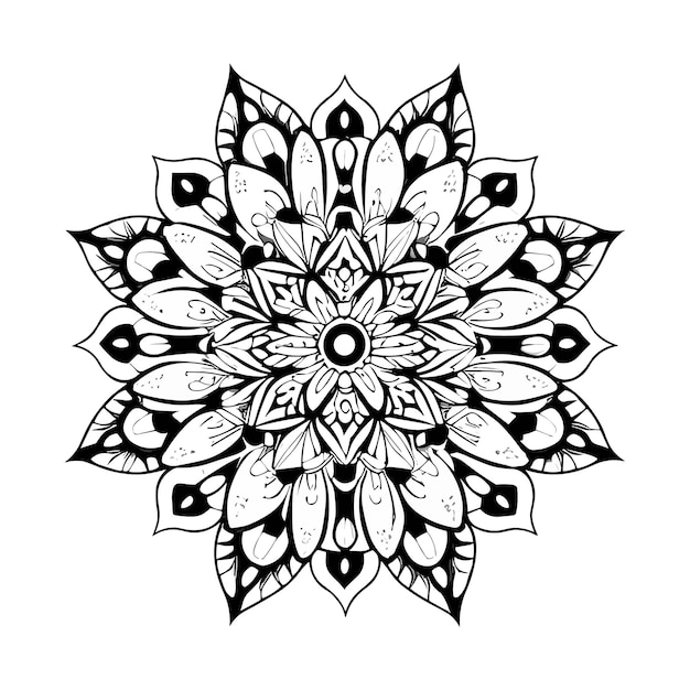 Un mandala in bianco e nero con un disegno del numero 1 su di esso.