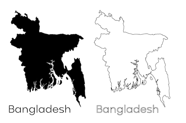 Vector a black and white map of bangladesh and bangladesh.