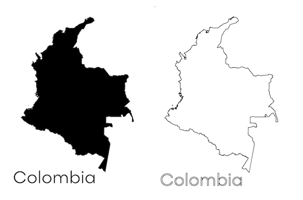 A black and white map of colombia and colombia.