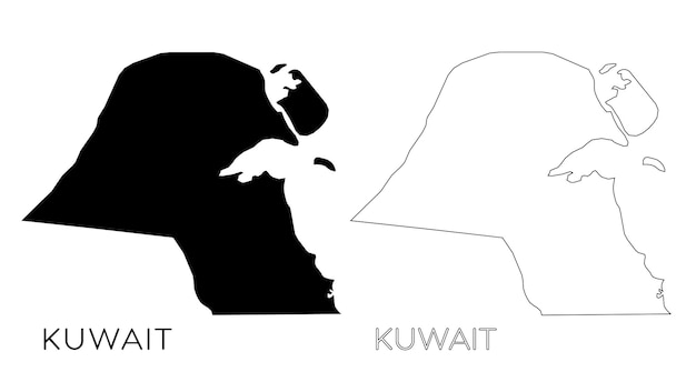 A black and white map of kuwait and kuwait.