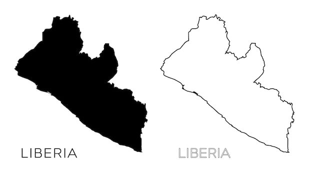 リベリアと単語リベリアの白黒地図。