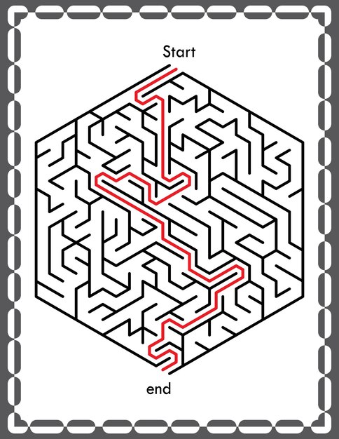 a black and white maze with the words start on it