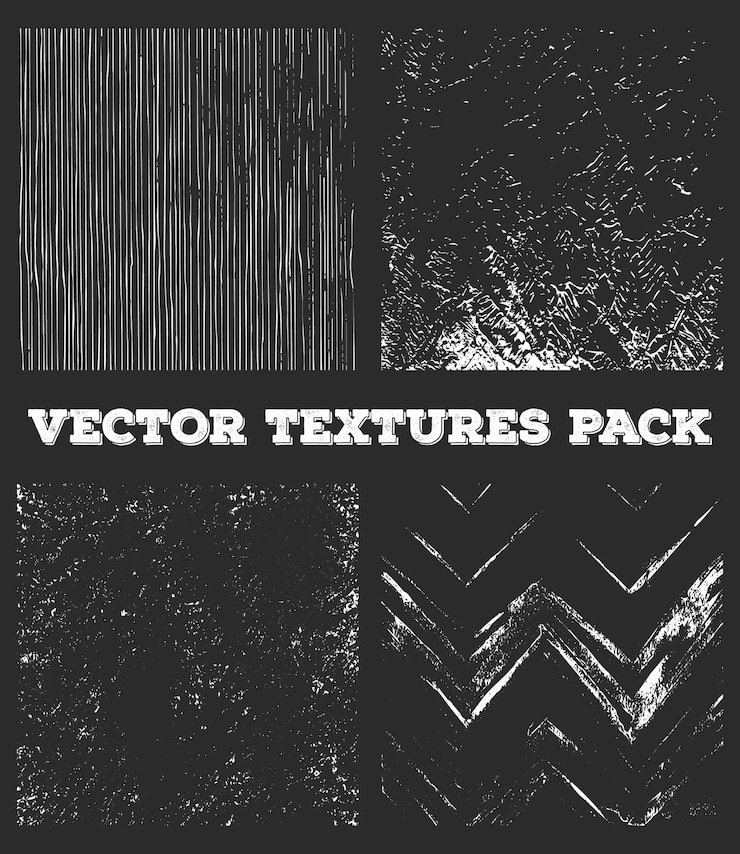 Vector black and white messy wall texture banner in pack of four