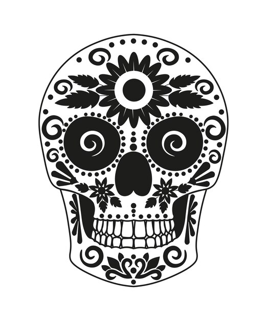 Black and White Mexican Skull