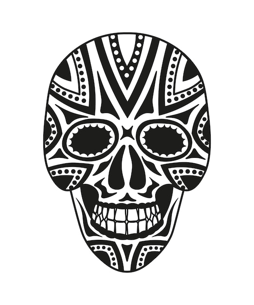 Black and White Mexican Skull