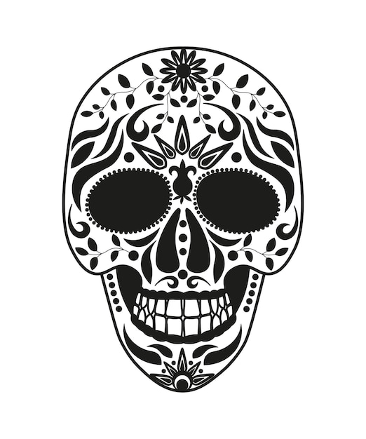 Black and White Mexican Skull