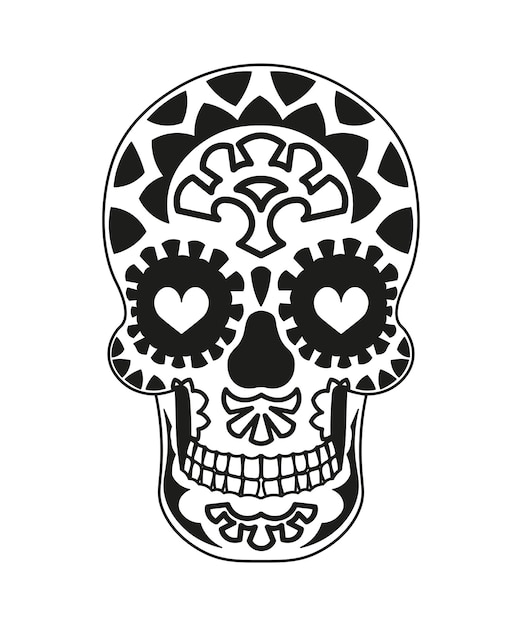 Black and White Mexican Skull