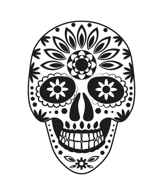 Black and White Mexican Skull