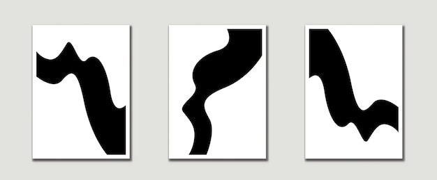 Black and white mid century modern art prints with organic natural shape