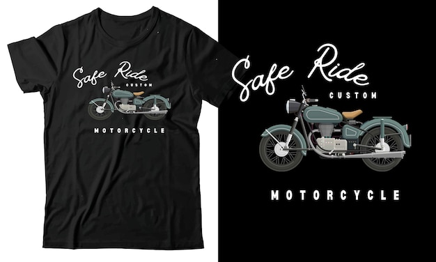 Vector black white minimalist motorcycle typography tshirt