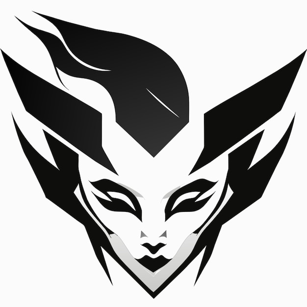 black and white minimalistic head of banshee she minimalistic icon vector shape vector illustration