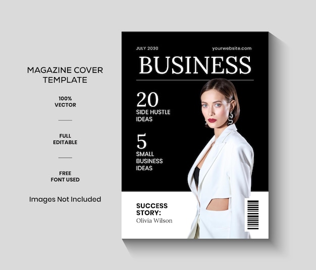Black And White Modern Business Magazine Cover