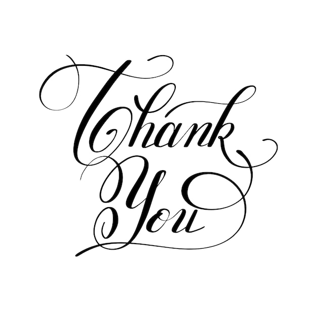 Vector black and white modern calligraphy thank you handwritten lettering inscription vector illustration