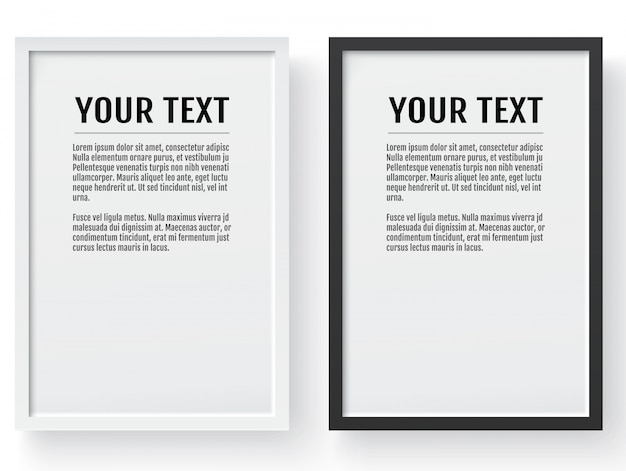 Vector black and white modern frame, vertical mockup.