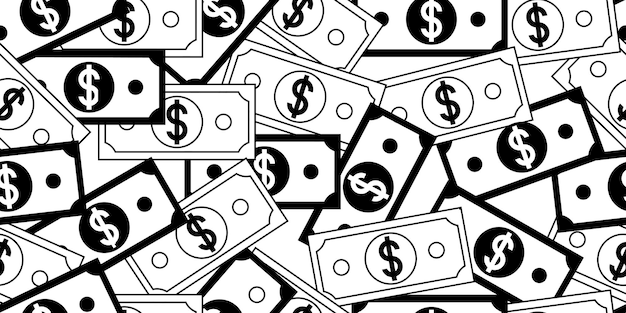 black white money seamless pattern