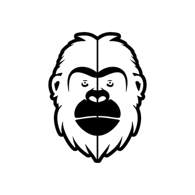 Черно-белый векторный логотип обезьяны умело изолирован на фоне чистого белого