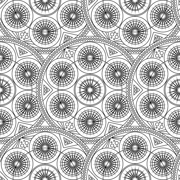 Reticolo senza giunte di boho mandala monocromatico bianco nero. vettore