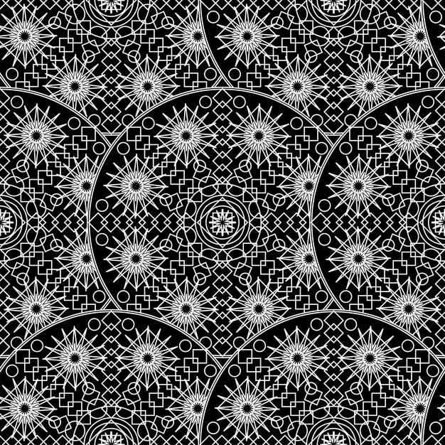 Nero bianco monocromatico mandala boho seamless pattern