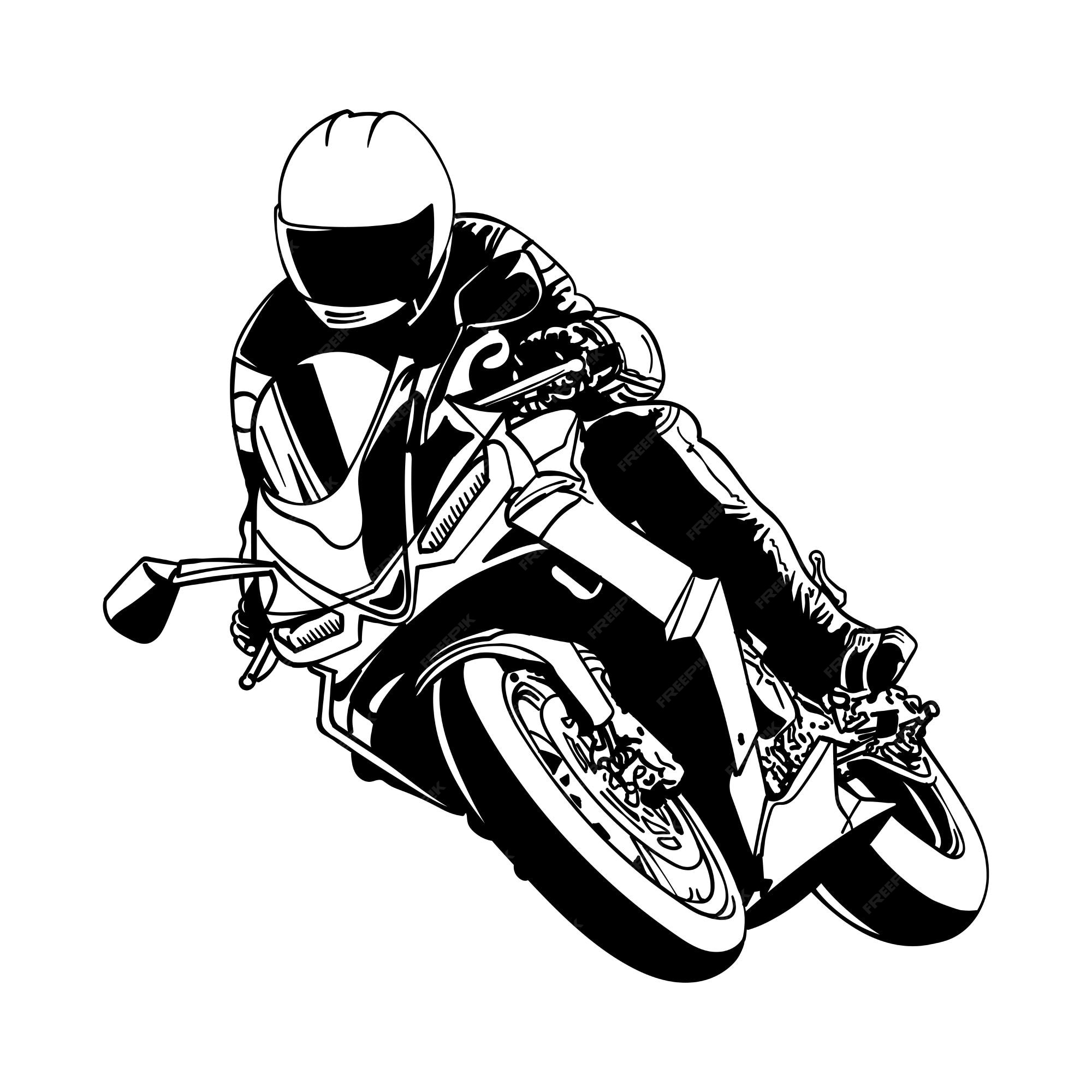 Racing Motorcycle Clipart Black And White