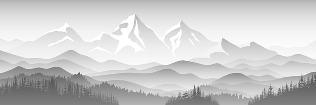 黒と白の山の風景 パノラマ景色