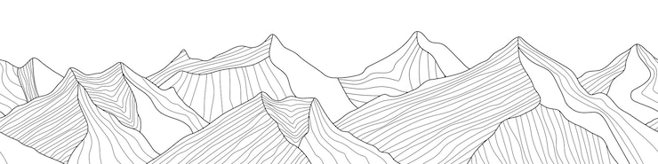 Vector black and white mountain line arts wallpaper seamless border imitation of mountain ranges minimalism