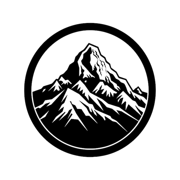 A black and white mountain logo with a mountain in the middle