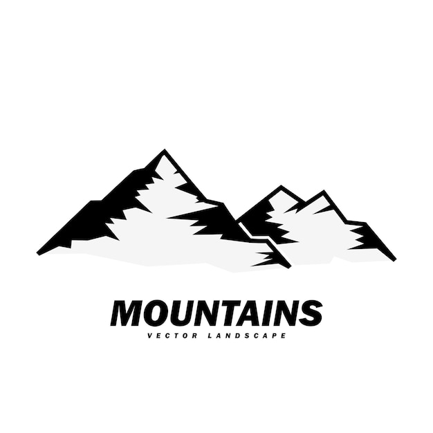 Black and white mountain with sun. explorer adventure badge logo, sign, icon vector template design