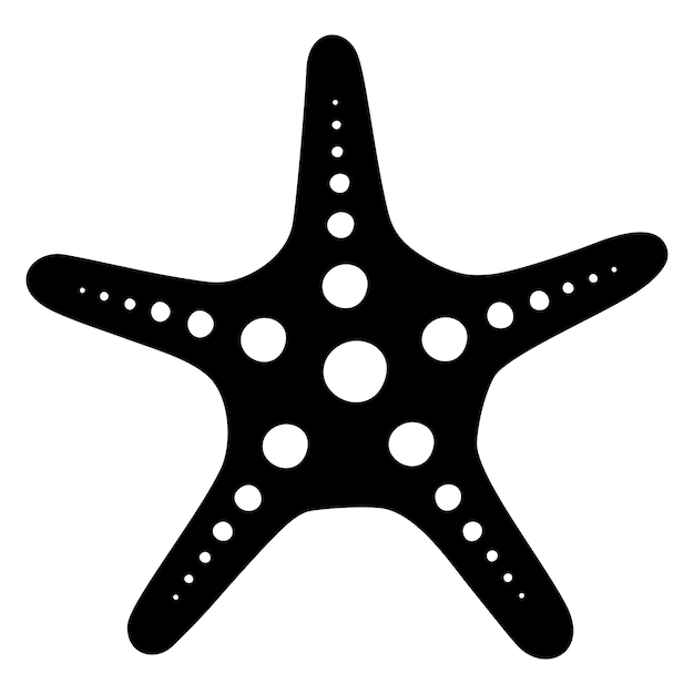Vector black and white ocean starfish on white background