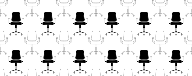 Vector black white office chair seamless pattern