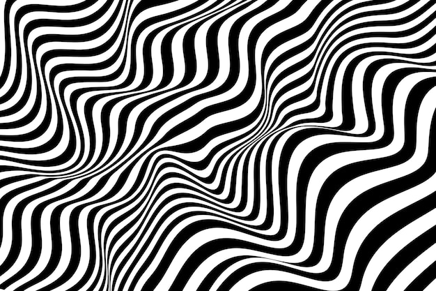 Black and white optical illusion smooth striped wave background