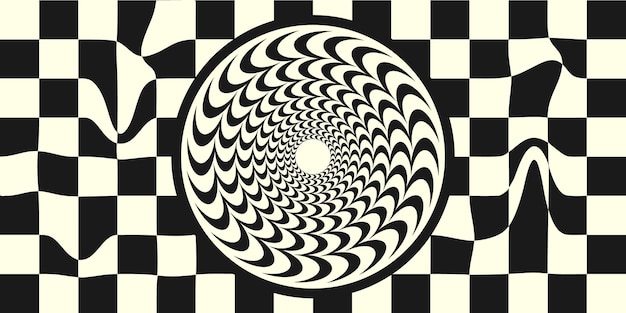 Black and white optical illusion of a spiral design