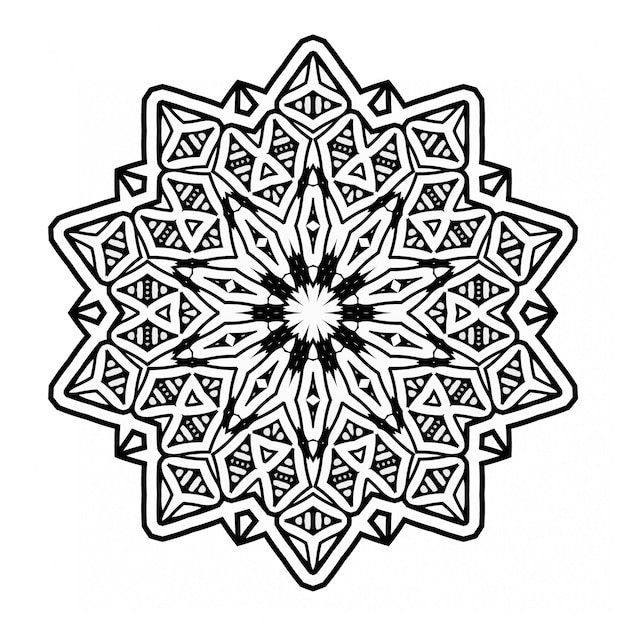 Ornamento in bianco e nero con stile mandala