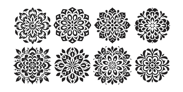 black and white ornamental pattern in the style of symbolic arabic