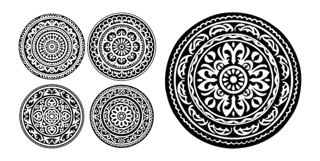 black and white ornamental pattern in the style of symbolic arabic