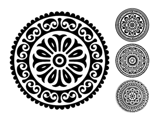 black and white ornamental pattern in the style of symbolic arabic