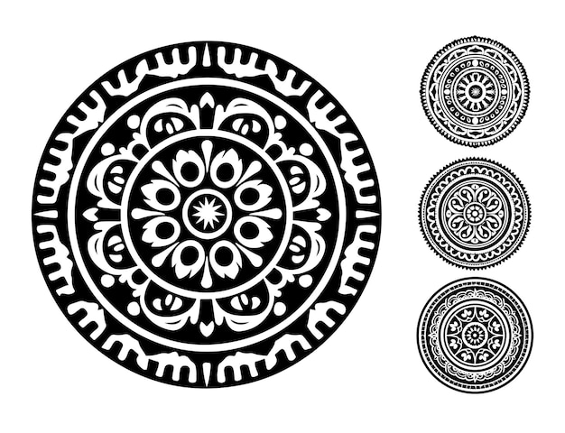 black and white ornamental pattern in the style of symbolic arabic