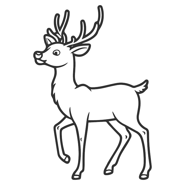 black and white outline art for kids coloring book page deer coloring pages for kids