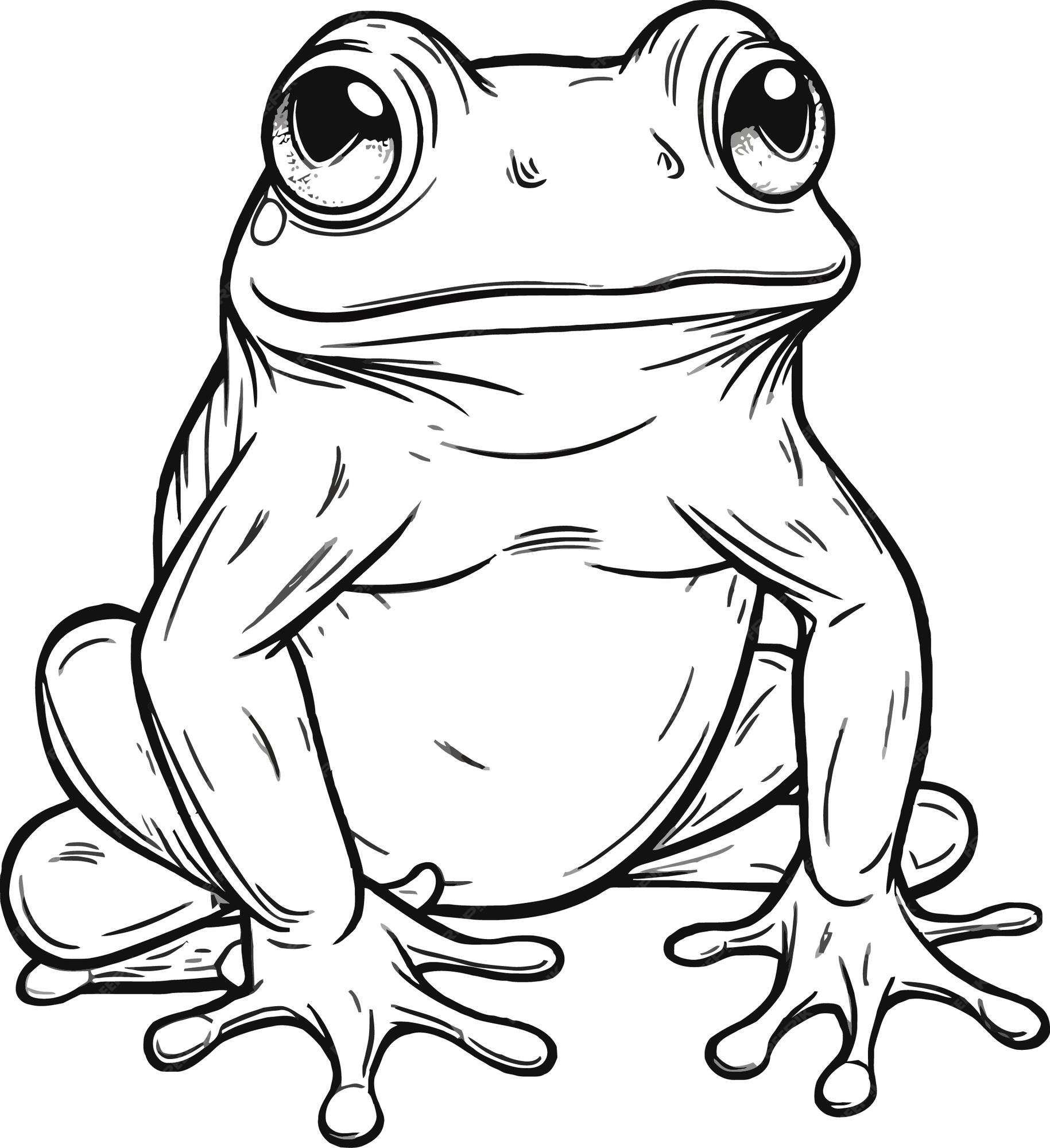 Black and white outline of a frog for children coloring book | Premium