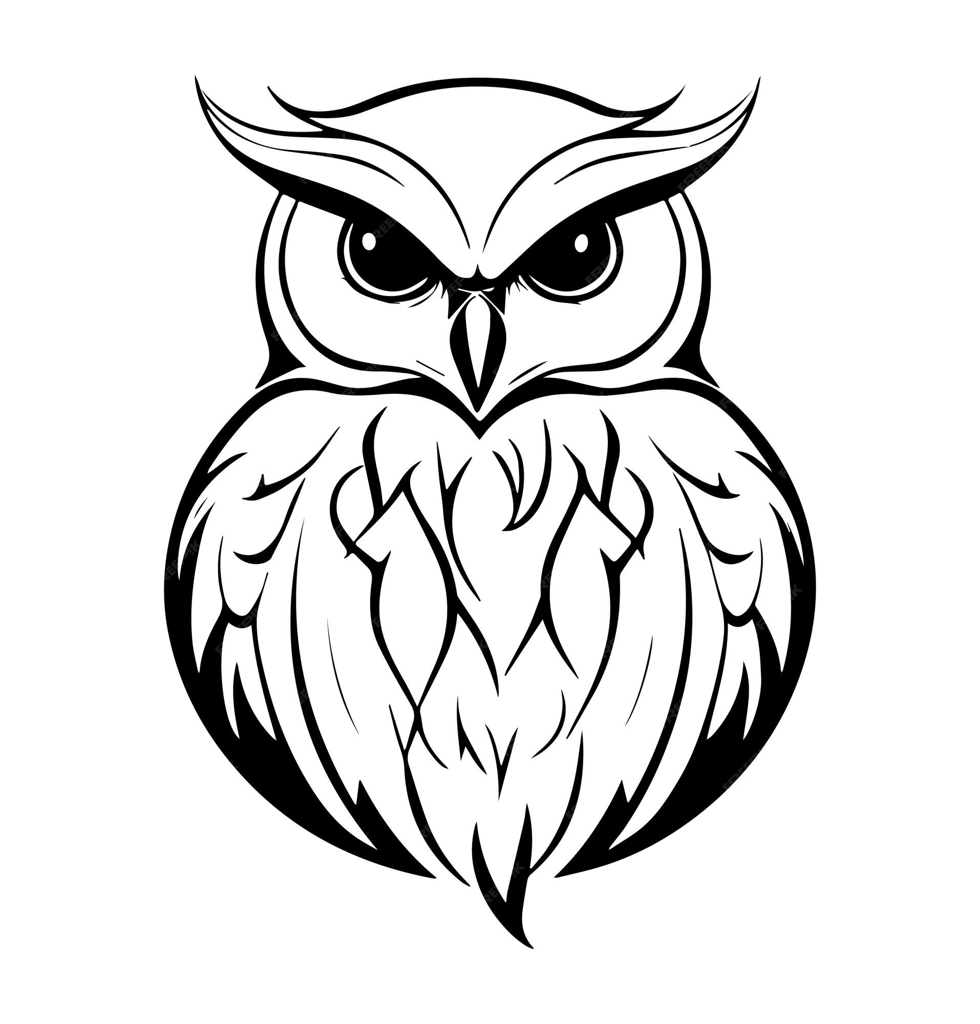Premium Vector | Black and white owl vector silhouette