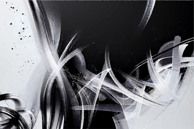a black and white painting of white lines on a black background