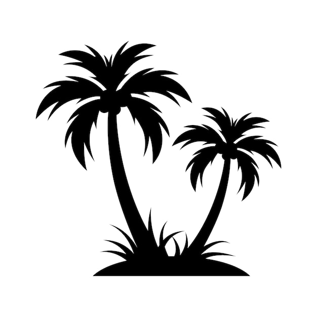 Black and white palm tree vector