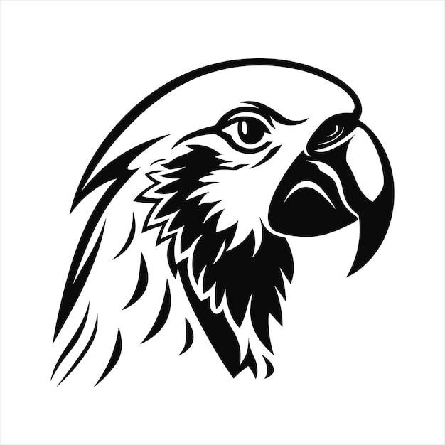 Black And White Parrot Icon On White Background