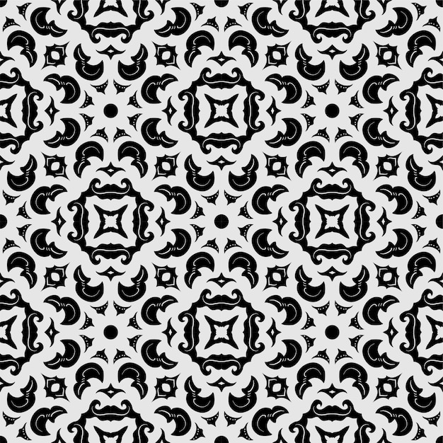 Black and white pattern ornament shape. Simple seamless abstract background